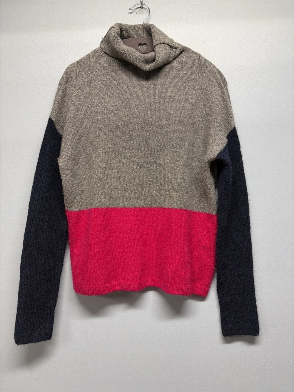 C&C California Women's Wool Blend Color Block Turtleneck Sweater Size S Stretch